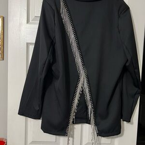 Elegant Black Jacket with Silver Accents